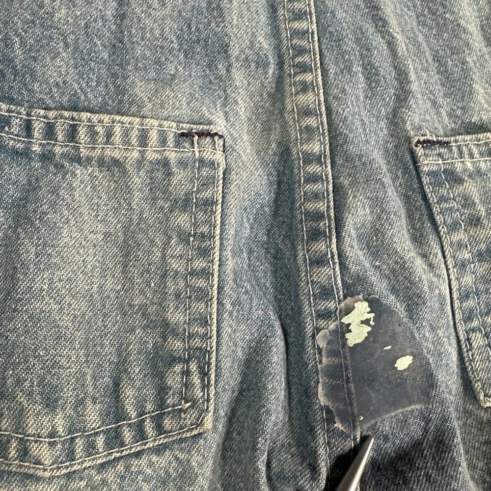 Vintage Oshkosh Vestbak Blue Denim Overall Bibs Sz 18 Months Bubble Snap Pink